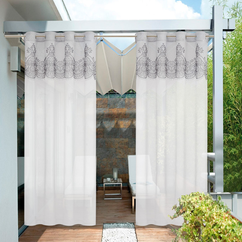 Outdoor Lace Pattern printed Waterproof Outdoor Curtain for Patio/Porch/Cabana by RYBHOME ( 1 Panel )