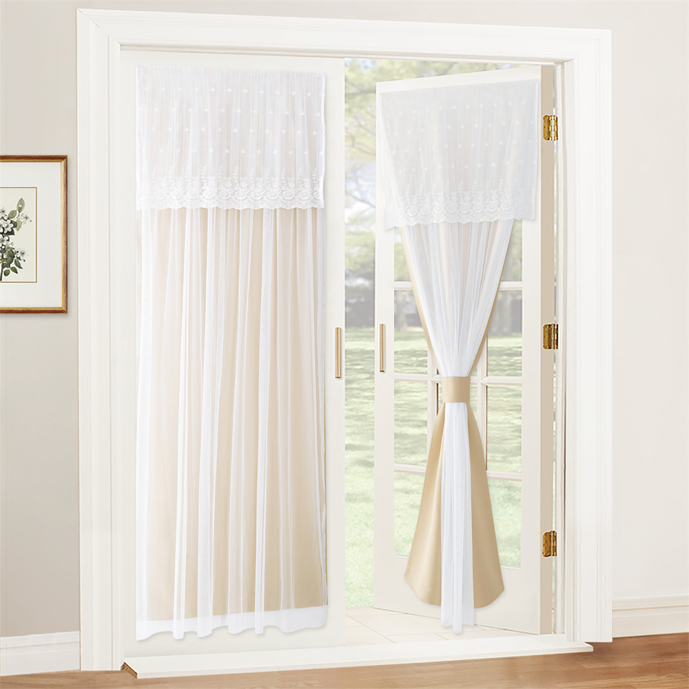 Tricia Door Curtains Set 2 Layers Sheer Curtain Attached on