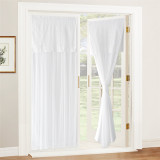 Tricia Door Curtains Set 2 Layers Sheer Curtain Attached on Blackout Panel Room Darkening French Door Window Treatment