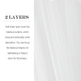 Tricia Door Curtains Set 2 Layers Sheer Curtain Attached on Blackout Panel Room Darkening French Door Window Treatment
