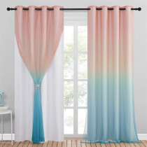 2 Layers Thermal Insulated 100% Blackout Sheer Curtains Window Drapes