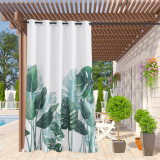 Outdoor Waterproof Thermal Insulated Green Banana Leaf Pattern Outdoor Curtain for Patio/Porch/Cabana by RYBHOME ( 1 Panel )