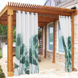 Outdoor Waterproof Thermal Insulated Green Banana Leaf Pattern Outdoor Curtain for Patio/Porch/Cabana by RYBHOME ( 1 Panel )