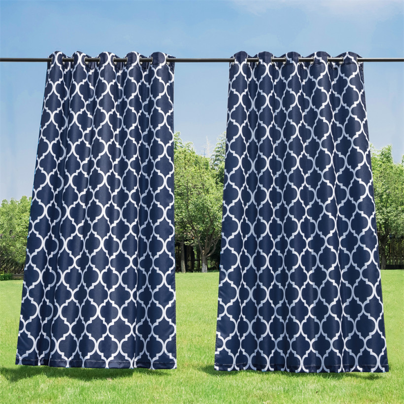 Custom Waterproof Moroccan Pattern Indoor Outdoor Curtains Decor Privacy Protect for Patio Balcony Pavilion Cabana by RYBHOME (1 Panel)