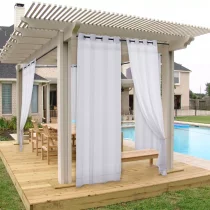 RYBHOME Voile Solid Outdoor Sheer Waterproof Fabric Swatch Refundable Order Amount Over $199