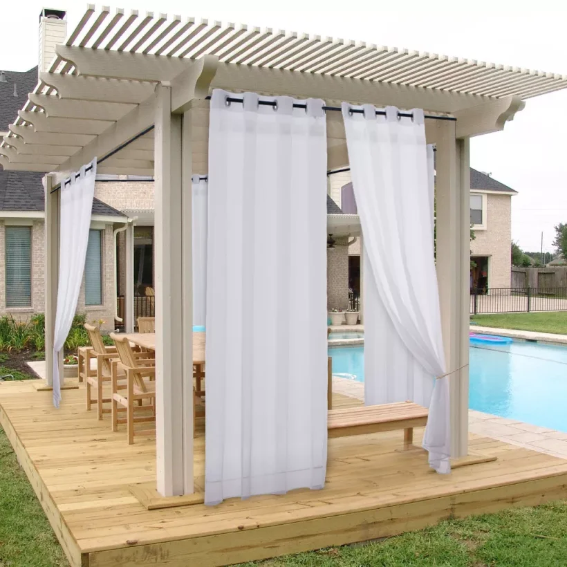 RYBHOME Voile Solid Outdoor Sheer Waterproof Fabric Swatch Refundable Order Amount Over $199