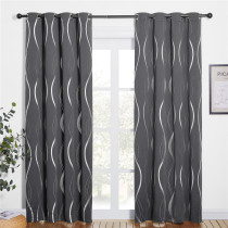 Custom Foil Printed Wave Lines Thermal Blackout Drapes for Living Room/Office/Guest Room by RYBHOME ( 1 Panel )