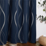 Custom Foil Printed Wave Lines Thermal Blackout Drapes for Living Room/Office/Guest Room by RYBHOME ( 1 Panel )