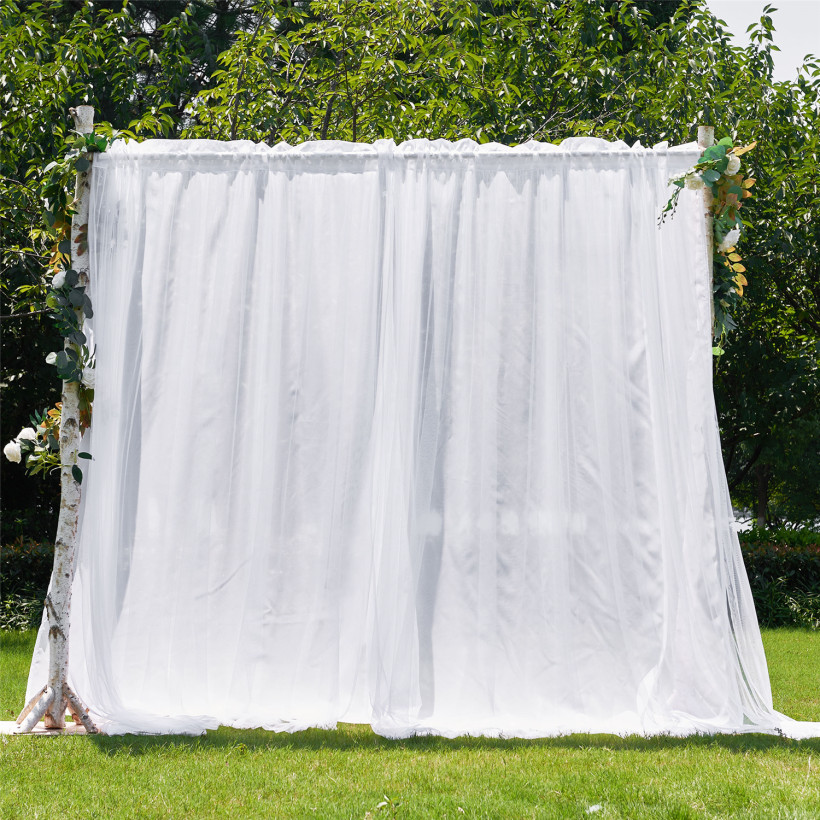 Custom Mauve Sheer x White Tulle Outdoor Backdrop Curtains for Parties Weddings Birthday Party(1 Panel)