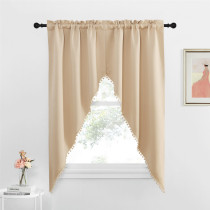 Custom Blackout Pole Pocket Kitchen Tier Curtains Panel Tailored Scalloped Window Valance Ball by RYBHOME