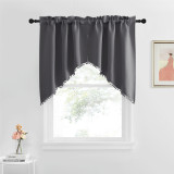 Custom Blackout Pole Pocket Kitchen Tier Curtains Panel Tailored Scalloped Window Valance Ball by RYBHOME