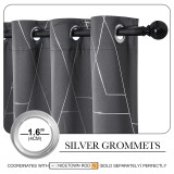 Custom Foil Printed Geometric Lines Home Decoration Thermal Insulated Grommet Blackout Drapes ( 1 Panel )