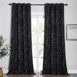 Custom Foil Printed Geometric Lines Home Decoration Thermal Insulated Grommet Blackout Drapes ( 1 Panel )