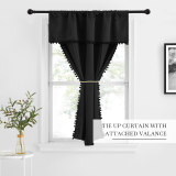 Custom Velvet Blackout Kitchen Tier Curtains Panel Tailored Scalloped Window Valance Ball