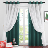 Custom Twinkle Bells and Moon Hollow-Out Blackout Curtains for Christmas ,2 Layer Window Treatment Curtain Panels (1 Panel)