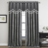 Custom Half Velvet Window Tier Curtain with Tassel Tailored Scalloped Valance / Swag ( 1 Panel )