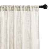 Custom Natural Semi Sheer Faux Linen Textured Lace Pattern ( 1 Panel )