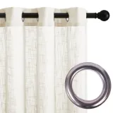 Custom Natural Semi Sheer Faux Linen Textured Lace Pattern ( 1 Panel )