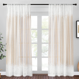 Custom Natural Semi Sheer Faux Linen Textured Lace Pattern ( 1 Panel )