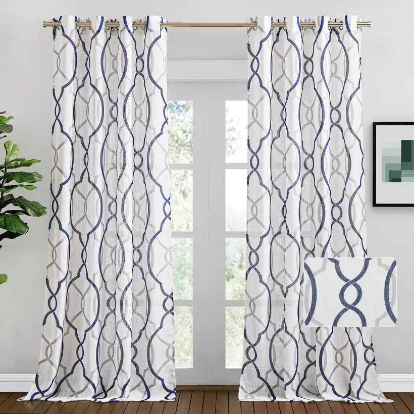 Custom Faxu Linen Sheer Curtain Semi Sheer White Drape Privacy ( 1 Panel )