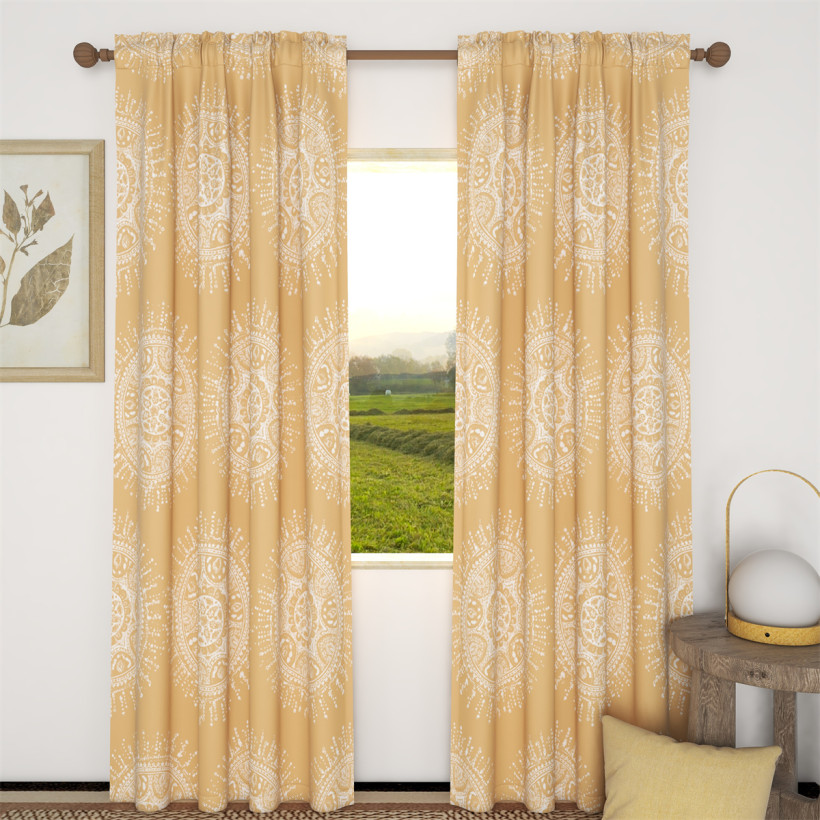 Custom Yellow Flowers Blackout Curtain Thermal Insulated Drapes ( 1 Panel )