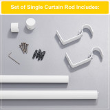 1 Inch Window Curtain Rod Set Adjustable Length from 28 to 144-Inch