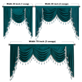 Half Velvet Window Tier Curtain with Tassel Tailored Scalloped Valance / Swag ( 1 Panel )