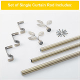 1 Inch Adjustable Curtain Rod,Modern Leaves Final Design Decorative Drapery Rod, 28-144 Length