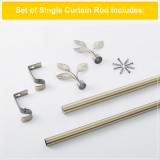 1 Inch Adjustable Curtain Rod,Modern Leaves Final Design Decorative Drapery Rod, 28-144 Length