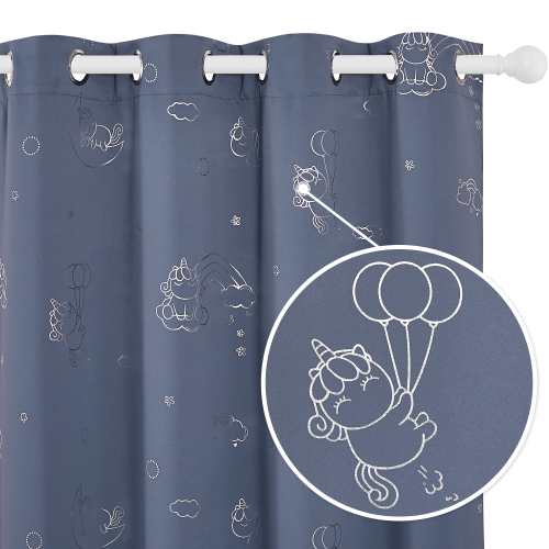 Custom Unicorn Star Cutout Curtain Thermal Insulated Blackout Drape for Kids Bedroom ( 1 Panel )