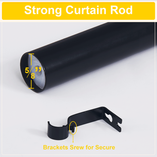 5/8 Inch Adjustable Curtain Rod,Oval Final Design Decorative Drapery Rod, 28-144 Length,Set of 2
