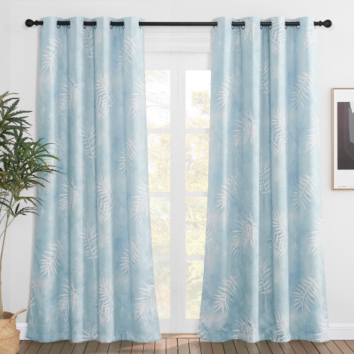 Custom Blackout Curtain Palm Leaf Thermal Insulated Drapes ( 1 Panel )