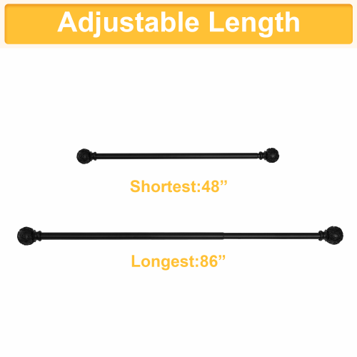 1 1 8Inch Adjustable Curtain Rod Texture Ball Design Decorative