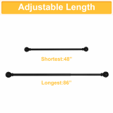 1 1/8Inch Adjustable Curtain Rod,Texture Ball Design Decorative Drapery Rod, 28-144 Length