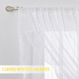 Custom Voile Sheer White Ruffle Curtains, Rod Pocket 3 Layers Privacy Bedroom ( 1 Panel )