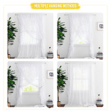 Custom Voile Sheer White Ruffle Curtains, Rod Pocket 3 Layers Privacy Bedroom ( 1 Panel )