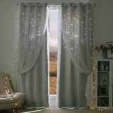Custom Twinkle Stars and Moon Hollow-Out Blackout Curtains for Kid's Room / Nursery,2 Layer Window Treatment Curtain Panels (1 Panel)