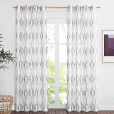 Custom Natural Semi Sheer Faux Linen Textured Spiral Pattern ( 1 Panel )