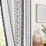 Custom Blackout Curtain Bohemian with Tassels Thermal Insulated Drapes ( 1 Panel )