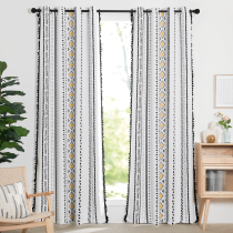 Custom Blackout Curtain Bohemian with Tassels Thermal Insulated Drapes ( 1 Panel )