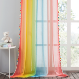 Custom Rainbow Pattern Printed Voile Sheer Curtain Kids Blackout Curtain with Colored Balls ( 1 Panel )