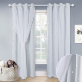 Custom Sheer Voile Window Drape with Star Cut Blackout Curtain for Baby Room-Kids-Nursery Blackout Curtain ( 1 Panel )