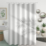 RYBHOME Custom Shadow Leaves Pattern Blue Shower Curtain for Bathroom