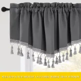 Half Velvet Window Tier Curtain with Tassel Tailored Scalloped Valance / Swag ( 1 Panel )