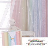 Custom Ombre Multicolor Stripe Double Layers Blackout Curtain with White Sheer Layer Overlay Thermal Insulated Layer / Star Cut Blackout Curtain ( 1 Panel )