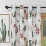 Custom Green & Red Leaf Pattern Curtain Sheer Drapes by RYBHOME ( 1 Panel )