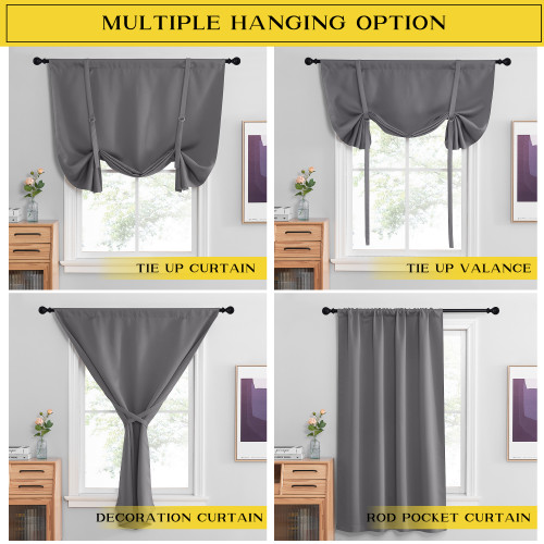 Roman Shades Valance Tie Up Balloon Curtain Blind with Lock by RYBHOME （ 1 Panel ）