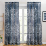 Custom Two-Color Pastoral Sheer Linen Curtain for Window Semi Sheer Vertical Drape Privacy with Light Filter by RYBHOME ( 1 Panel )