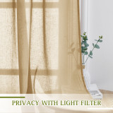 Custom Semi Sheer Curtain Semi-Linen Sheer Textured Sheer Curtain for Bedroom by RYBHOME ( 1 Panel )
