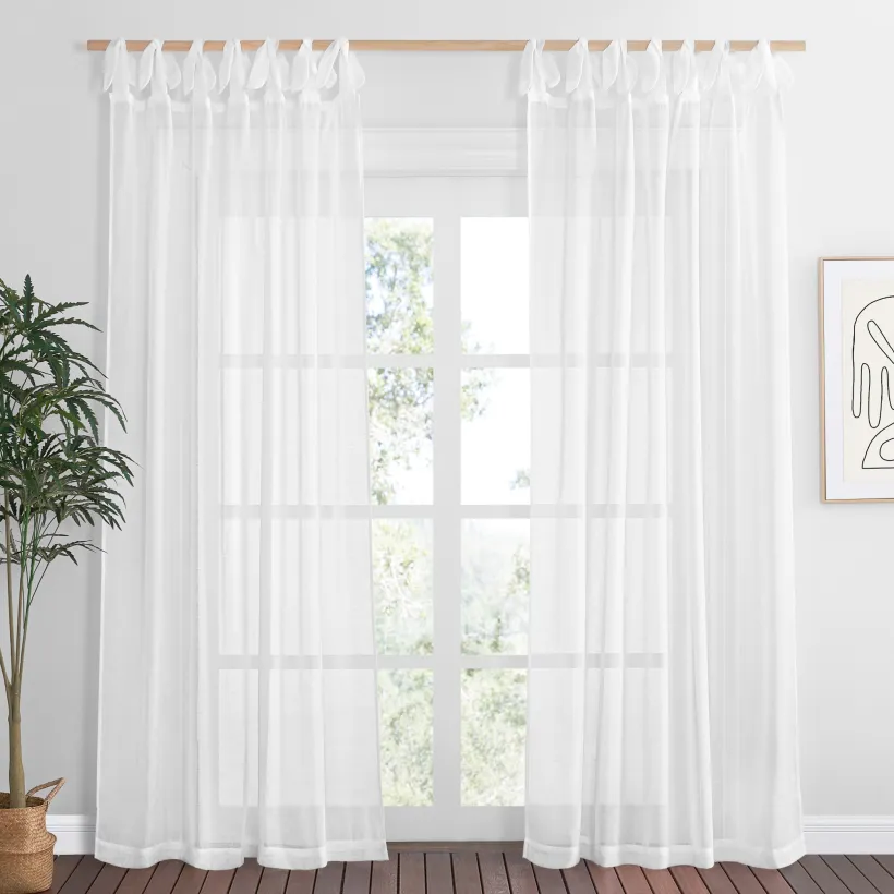 Custom Semi Sheer Curtain Semi-Linen Sheer Textured Sheer Curtain for Bedroom by  ( 1 Panel )